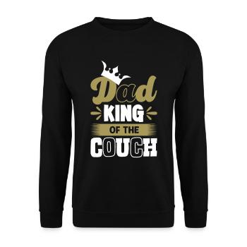 Dad King of the Couch funny Father and Dad Sayings - Unisex Sweatshirt - black - Front - Alina (178cm) & Michal (187cm)