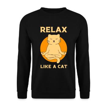 Relax like a cat Yoga funny Cats - Unisex Sweatshirt - black - Front - Alina (178cm) & Michal (187cm)