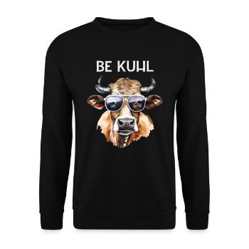 Lustige Kuh Gesicht mit der Brille be Kuhl - Unisex Pullover - Schwarz - Vorne - Alina (178cm) & Michal (187cm)