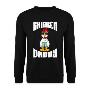 Un drôle de papa poulet avec des lunettes de soleil - Sweat-shirt Unisexe - noir - Devant - Alina (178cm) & Michal (187cm)