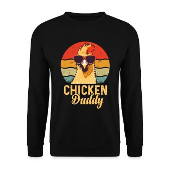 Un drôle de papa poulet avec des lunettes de soleil - Sweat-shirt Unisexe - noir - Devant - Alina (178cm) & Michal (187cm)