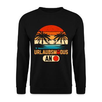 Urlaubsmodus an lustige Urlaub Sprüche - Unisex Pullover - Schwarz - Vorne - Alina (178cm) & Michal (187cm)