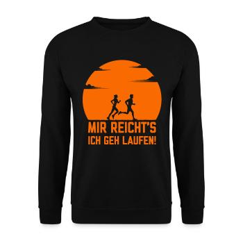 Mir reichts ich gehe Laufen lustige Läufer Sprüche - Unisex Pullover - Schwarz - Vorne - Alina (178cm) & Michal (187cm)