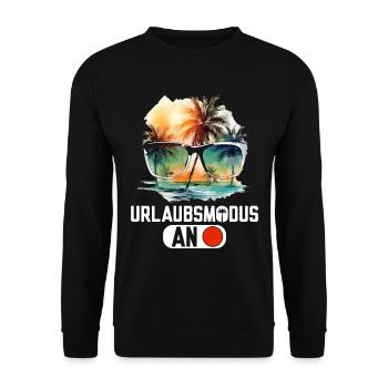 Urlaubsmodus an lustige Urlaub Sprüche - Unisex Pullover - Schwarz - Vorne - Alina (178cm) & Michal (187cm)