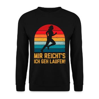 Mir reichts ich geh Laufen lustige Sport Sprüche - Unisex Pullover - Schwarz - Vorne - Alina (178cm) & Michal (187cm)