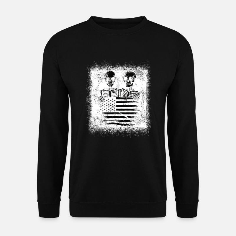 Skeleton American flag design - Unisex Sweatshirt - black