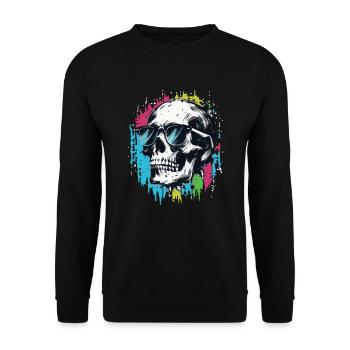 Skull with sunglasses Skull with lots - Unisex Sweatshirt - black - Front - Alina (178cm) & Michal (187cm)