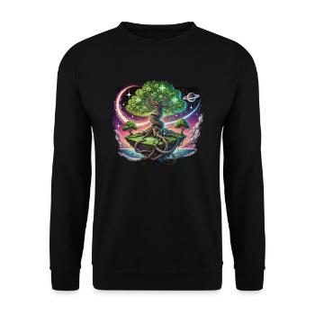 Le cosmos avec notre design « arbre de l’espace » - Sweat-shirt Unisexe - noir - Devant - Alina (178cm) & Michal (187cm)