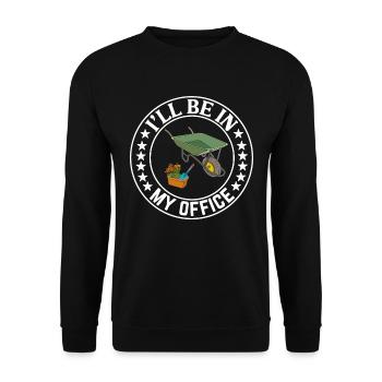 I'll be in my office the Garden Work with Flowers - Unisex Sweatshirt - black - Front - Alina (178cm) & Michal (187cm)