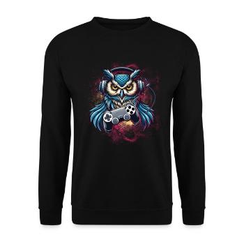 Verbessern Sie Ihren Stil Mit Unserer Gaming-eule - Unisex Pullover - Schwarz - Vorne - Alina (178cm) & Michal (187cm)