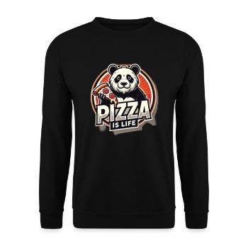 Pizza Is Life Panda - Unisex Pullover - Schwarz - Vorne - Alina (178cm) & Michal (187cm)