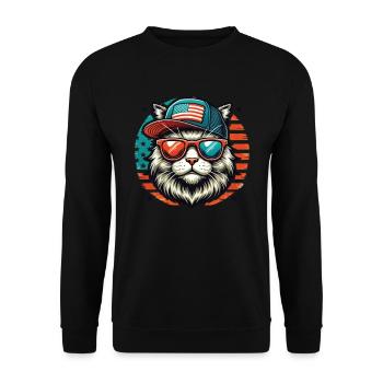 Life is better with Cats Usa - Unisex Sweatshirt - black - Front - Alina (178cm) & Michal (187cm)