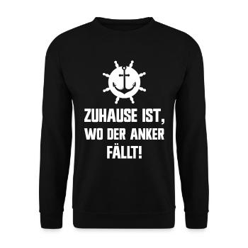Zu Hause ist wo der Anker fällt - Unisex Pullover - Schwarz - Vorne - Alina (178cm) & Michal (187cm)