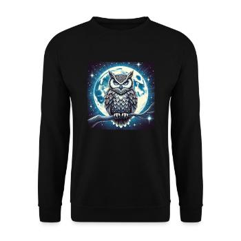 Verbessern Sie Ihren Stil Mit Unserer Eule - Unisex Pullover - Schwarz - Vorne - Alina (178cm) & Michal (187cm)