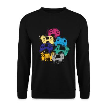 Gaming-legende Ich Habe Mein Spiel Unterbrochen, - Unisex Pullover - Schwarz - Vorne - Alina (178cm) & Michal (187cm)