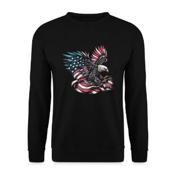 USA flag American Power 4th of July - Unisex Sweatshirt - black - Front - Alina (178cm) & Michal (187cm)