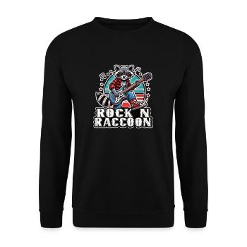 Wilde Seite Mit Unserem Rock N‘ Raccoon - Unisex Pullover - Schwarz - Vorne - Alina (178cm) & Michal (187cm)