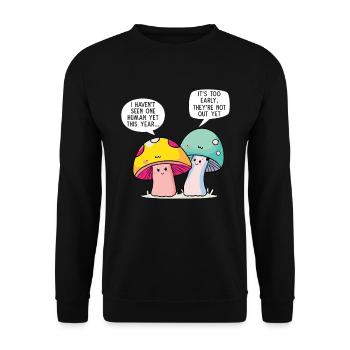 Wildpilz Und Mond Keine Zeit, Ich Suche - Unisex Pullover - Schwarz - Vorne - Alina (178cm) & Michal (187cm)