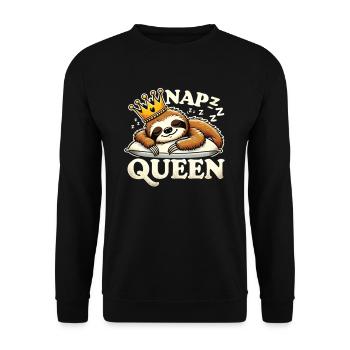 Détendez-vous avec notre Nap Queen Sloth - Sweat-shirt Unisexe - noir - Devant - Alina (178cm) & Michal (187cm)