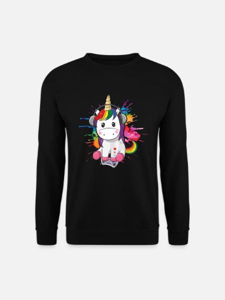 Play Controller Gaming Unicorn Controller - Unisex Pullover - Schwarz