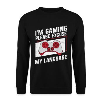 Je joue, veuillez excuser ma langue - Sweat-shirt Unisexe - noir - Devant - Alina (178cm) & Michal (187cm)