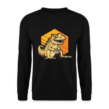 Games Controller Gaming Rex Dino with Controller - Unisex Sweatshirt - black - Front - Alina (178cm) & Michal (187cm)