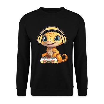 Games Controller Gaming Rex Dino with Controller - Unisex Sweatshirt - black - Front - Alina (178cm) & Michal (187cm)
