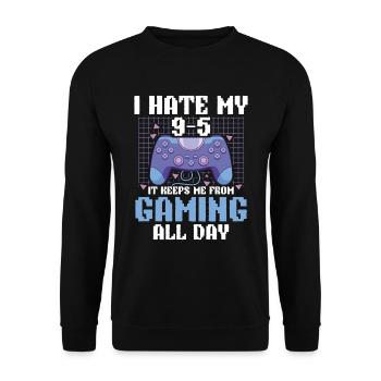 Play Controller Gaming I Hate Real Life - Unisex Pullover - Schwarz - Vorne - Alina (178cm) & Michal (187cm)