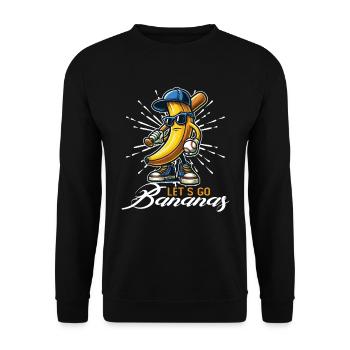 Skurril Zu Deinem Stil Let's Go Bananen - Unisex Pullover - Schwarz - Vorne - Alina (178cm) & Michal (187cm)