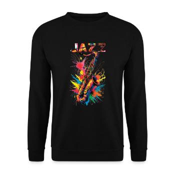 Musique Rétro Blues Jouer du saxophone Jazz - Sweat-shirt Unisexe - noir - Devant - Alina (178cm) & Michal (187cm)