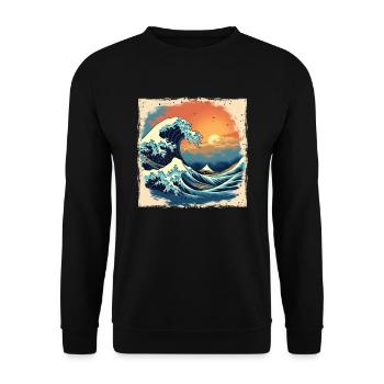 70s 80s Hawaiian Iceland Palm Beach - Great - Unisex Sweatshirt - black - Front - Alina (178cm) & Michal (187cm)