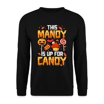 Halloween Diese Mandy Ist Für Süßigkeiten Bereit - Unisex Pullover - Schwarz - Vorne - Alina (178cm) & Michal (187cm)