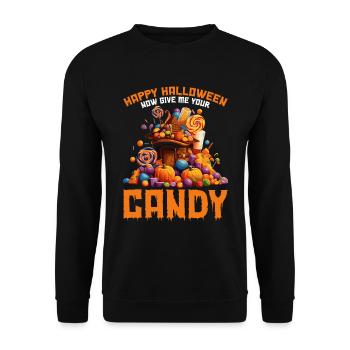 Happy Halloween, now give me your candy - Unisex Sweatshirt - black - Front - Alina (178cm) & Michal (187cm)