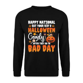 Halloween Happy National Eat Your Kind's Halloween - Unisex Sweatshirt - black - Front - Alina (178cm) & Michal (187cm)