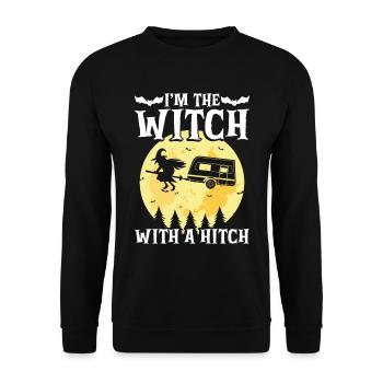 Halloween I'm the Witch with a Hook - Unisex Sweatshirt - black - Front - Alina (178cm) & Michal (187cm)