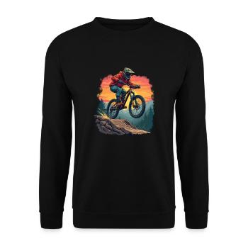 Downhill Mauntain Bike Mtb Radrennen Ride Bmx - Unisex Pullover - Schwarz - Vorne - Alina (178cm) & Michal (187cm)