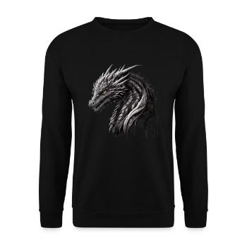 Traditioneller Japanischer Drache Der Blaue Drache - Unisex Pullover - Schwarz - Vorne - Alina (178cm) & Michal (187cm)