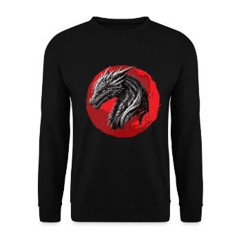 Traditioneller Japanischer Drache Der Drache - Unisex Pullover - Schwarz - Vorne - Alina (178cm) & Michal (187cm)