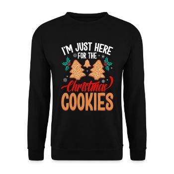 Ich Bin Nur Für Die Weihnachtskekse Hier - Unisex Pullover - Schwarz - Vorne - Alina (178cm) & Michal (187cm)