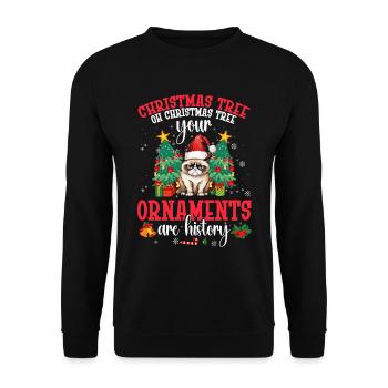 Weihnachtsbaum, Oh Weihnachtsbaum, Deine Ornamente - Unisex Pullover - Schwarz - Vorne - Alina (178cm) & Michal (187cm)