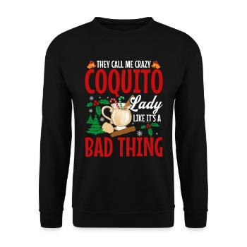 Merry Christmas Crazy Coquito Call Me - Unisex Sweatshirt - black - Front - Alina (178cm) & Michal (187cm)