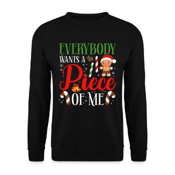 Weihnachten Alle Wollen Ein Stück Von Mir! - Unisex Pullover - Schwarz - Vorne - Alina (178cm) & Michal (187cm)
