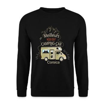 Corsica Camping Car France - Unisex Pullover - Schwarz - Vorne - Alina (178cm) & Michal (187cm)