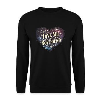 Ich Liebe Meinen Freund Alles Gute Zum - Unisex Pullover - Schwarz - Vorne - Alina (178cm) & Michal (187cm)