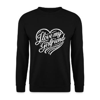 I love my girlfriend, happy happy - Unisex Sweatshirt - black - Front - Alina (178cm) & Michal (187cm)
