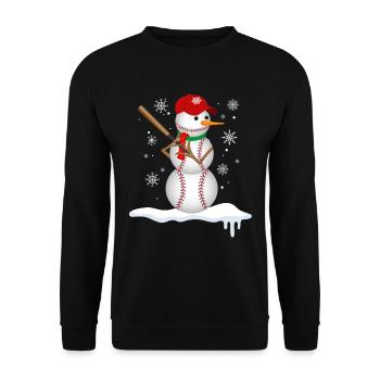 Merry Christmas snowman with baseball bat - Unisex Sweatshirt - black - Front - Alina (178cm) & Michal (187cm)