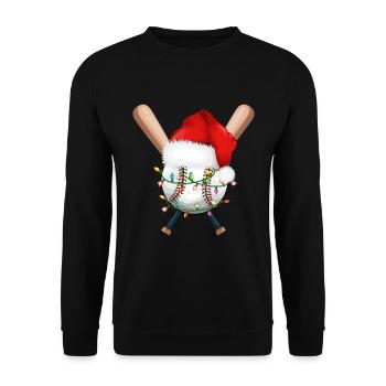 Merry Christmas snowman with baseball bat - Unisex Sweatshirt - black - Front - Alina (178cm) & Michal (187cm)