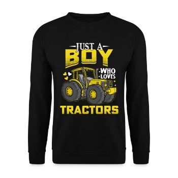 Just a Boy Who Loves Tractors funny Tractor Saying - Unisex Sweatshirt - black - Front - Alina (178cm) & Michal (187cm)