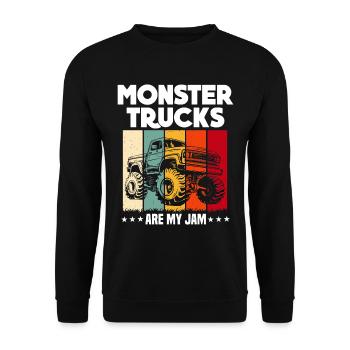 Monster Trucks Are My Jam funny Truck Cars Quotes - Unisex Sweatshirt - black - Front - Alina (178cm) & Michal (187cm)
