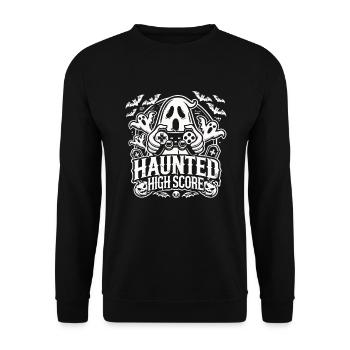 Grafik-gamer-haunted-high-score-design - Unisex Pullover - Schwarz - Vorne - Alina (178cm) & Michal (187cm)